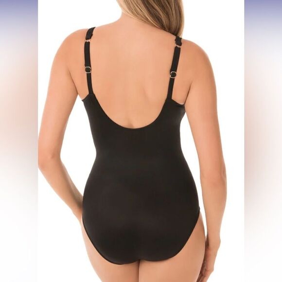 Miraclesuit Razzle Dazzle Twist Front Underwire Swimsuit in Black, Sz 16 NWOT - Picture 3 of 8